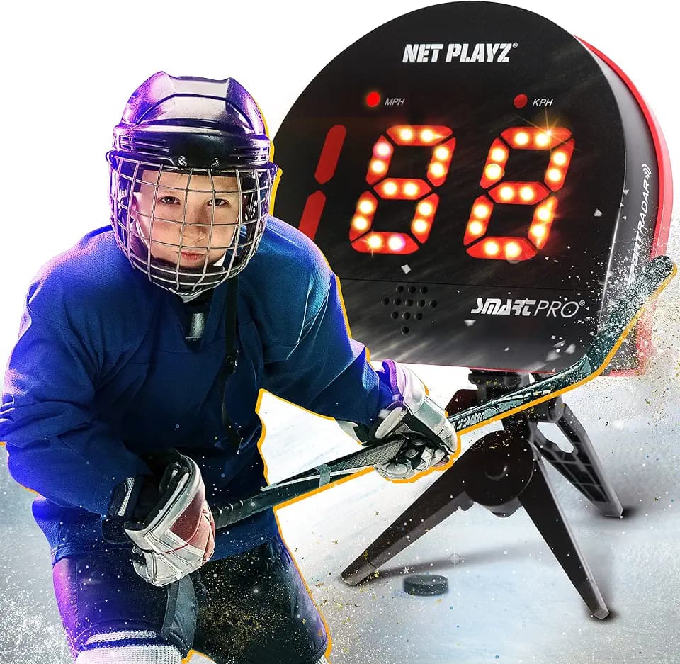Hockey Radar Gifts Training Aids - Speed Sensor, Hands-Free Radar Guns | Ice, Field, Street & Roller Hockey, High-Tech Gadget & Gear, Black