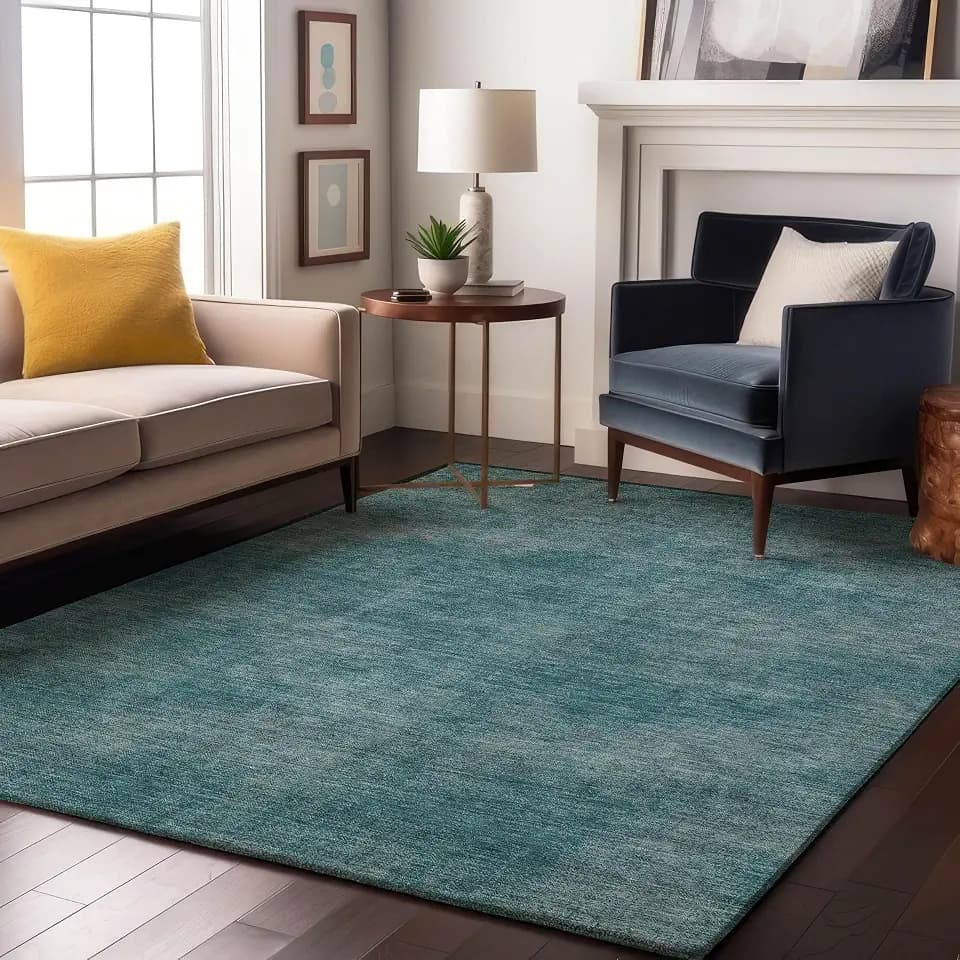 Addison Rugs Mayfield AMF1018 Teal 3' x 5' Indoor Premium Machine Washable Rug, Silky Soft, Easy Clean, Non Shedding, Bedroom, Living Room, Dining Room, Kitchen Rug