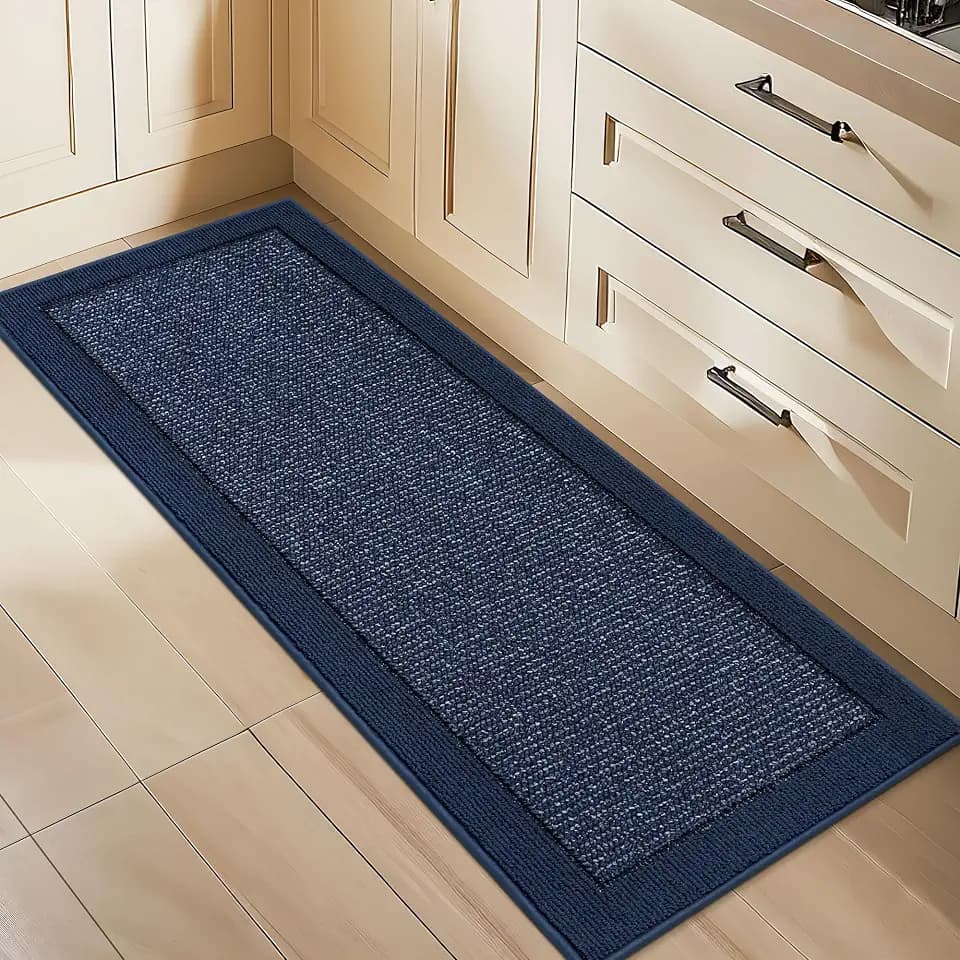 BEQHAUSE Kitchen Runner Rug 24"x60", Non Slip Kitchen Mat Washable, Blue