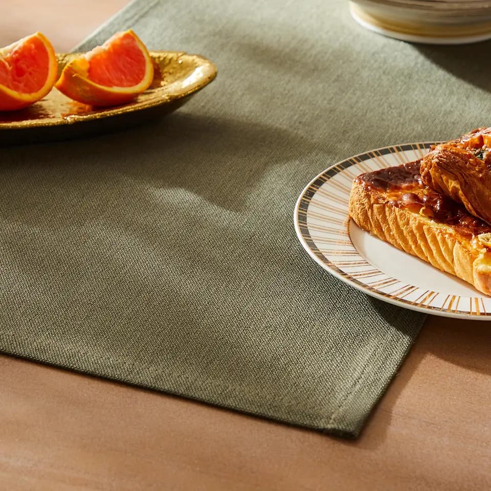 ZeeMart Rustic Cotton Linen Table Runner, 13x108 Inches Olive