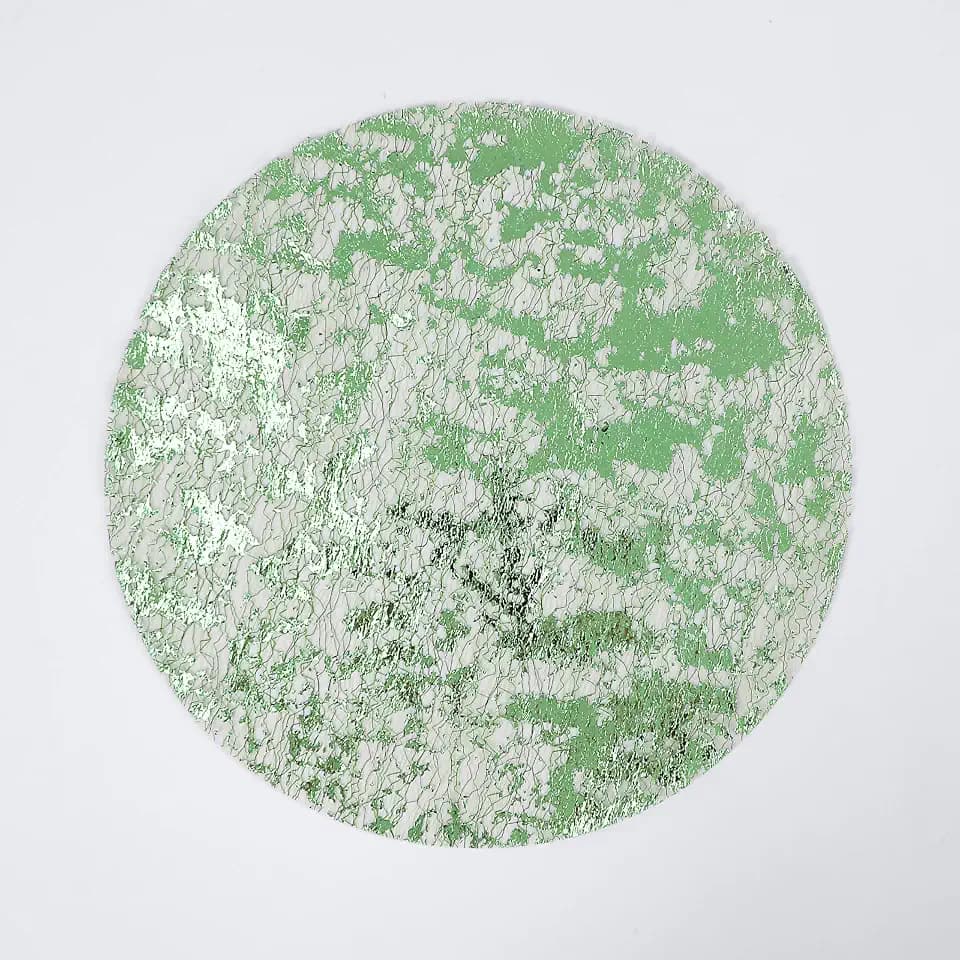 24 Pcs Sage Green Placemats Round Disposable Glitter Charger 13"