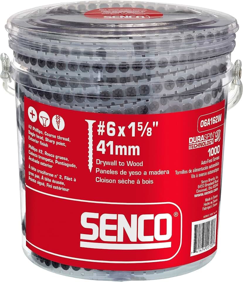 SENCO Duraspin #6x1-5/8 Collated Drywall to Wood Screw (06A162W) 1000 ct.