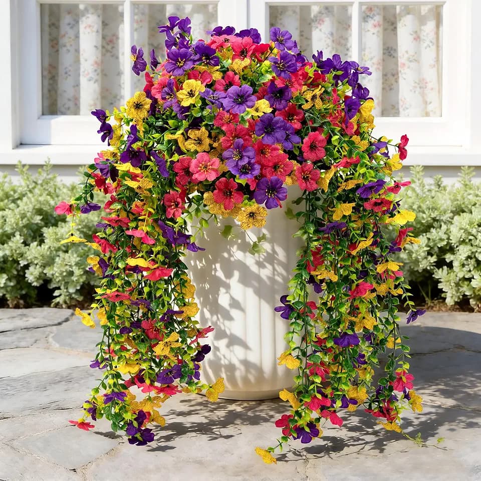 ColoPlay 2PCS Artificial Hanging Flowers for Outdoors Faux Plants