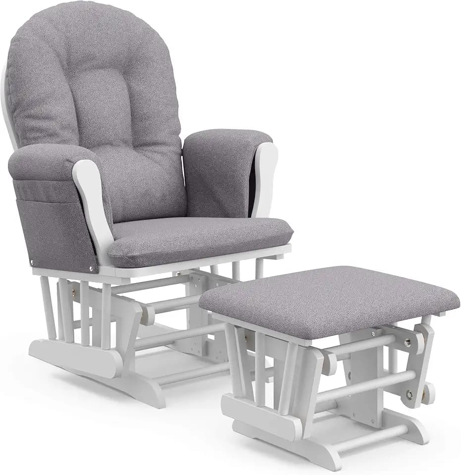 Storkcraft Premium Hoop Glider & Ottoman, Espresso/Gray Swirl