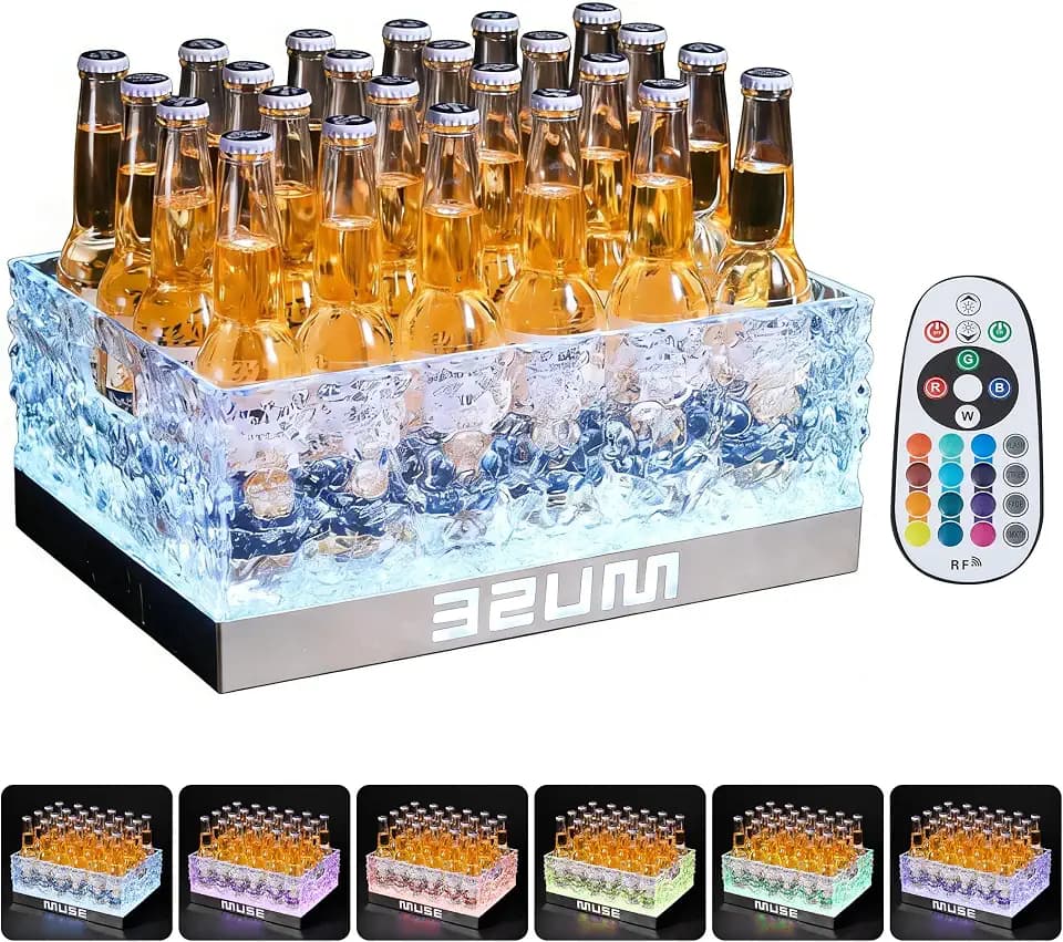 WILON LED Ice Bucket, 24 Bottle Beer Cooler with RGB Lights & Remote