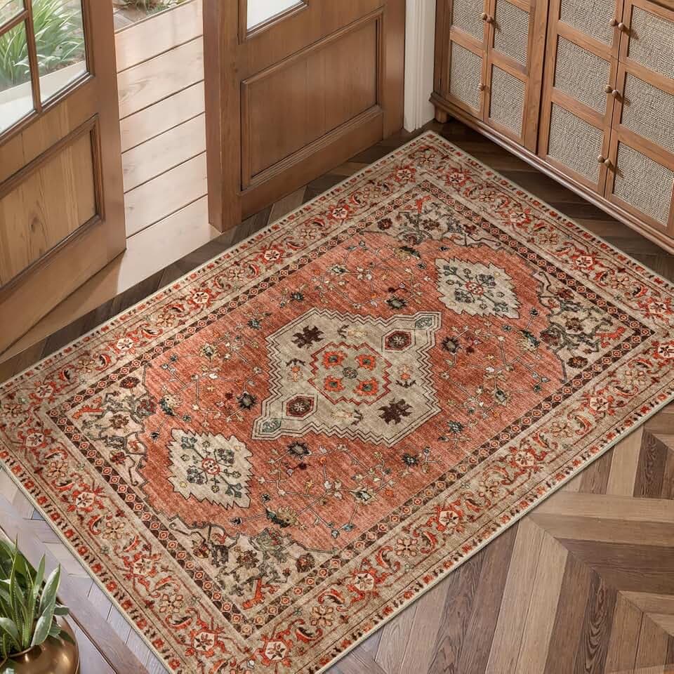 Tangsoo Boho Small Area Rug, 2x3 Washable Throw Rugs for Entryway, Non Slip