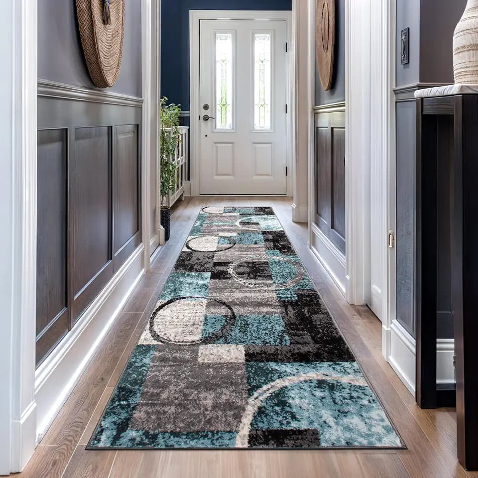 Rugshop Circle Design Contemporary Non-Shedding Runner Rug Gray 2'7" x 12'