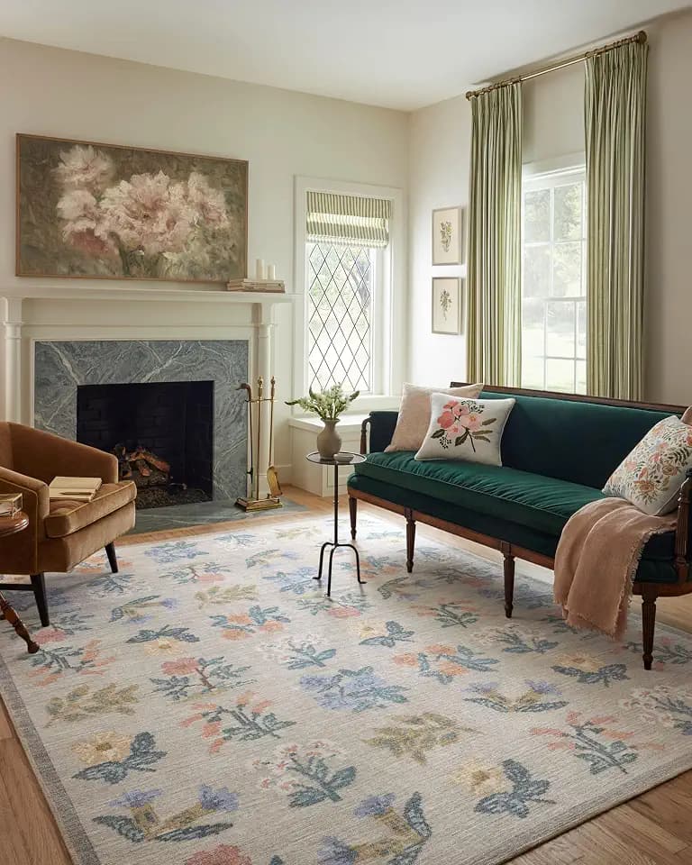 Loloi Rifle Paper Co Rosa Cream 2'-6" x 9'-6" Runner Rug