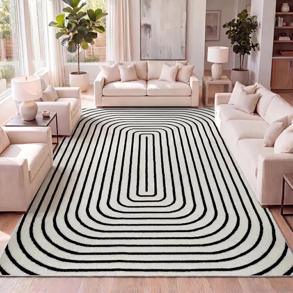 JONATHAN Y Freya High-Low Arch Stripe Monotone Black/White 8x10 Indoor Area Rug, Modern Scandinavian Non-Shedding,Stain Resistant for Bedroom, Living Room, Kitchen (SCN106B-8)