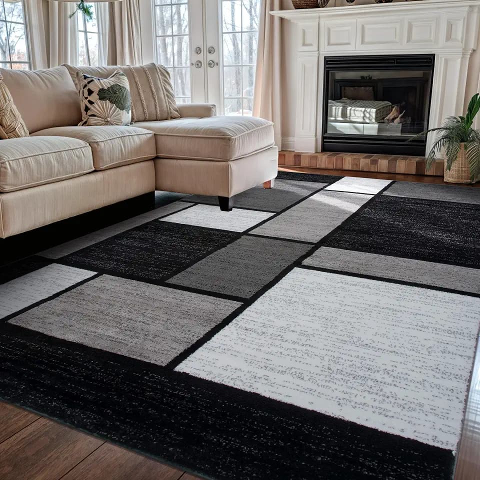 Rugshop Modern Boxes Contemporary Non-Shedding Area Rug Gray 5'3" x 7'3"