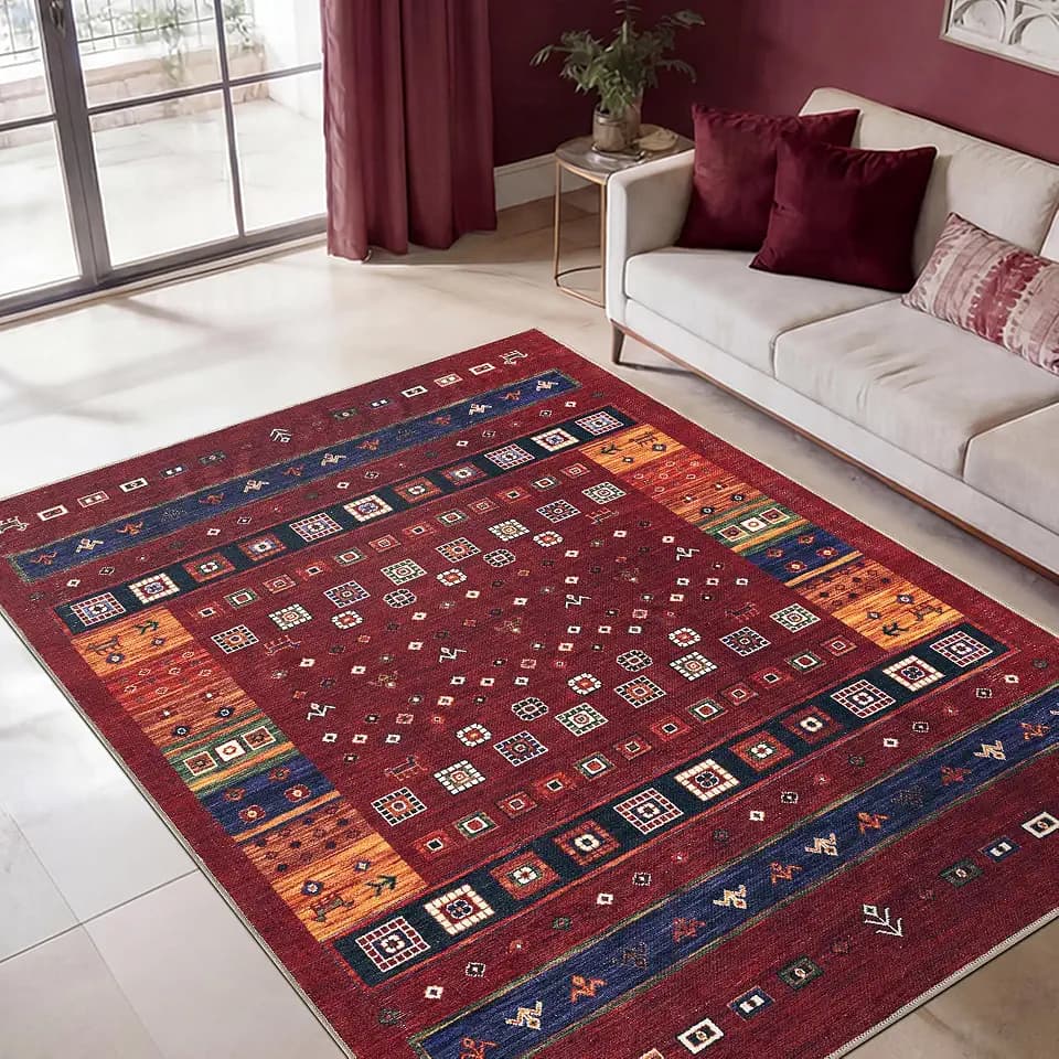 Keen Home Design Vintage Washable Entryway Rug, Non-Slip Low Pile, 3x5