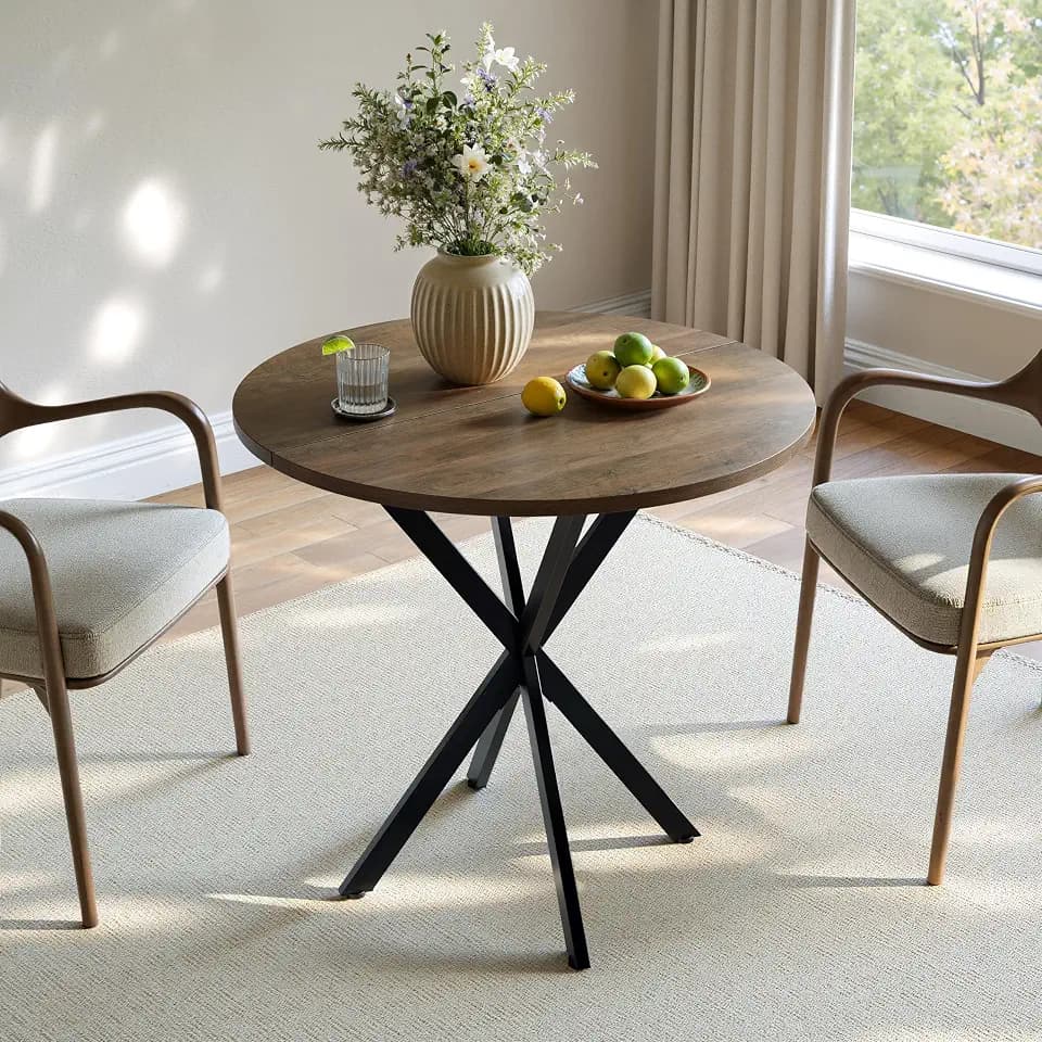 Unovivy 31.5" Small Round Dining Table for 2-4 Natural Oak Dinner Table