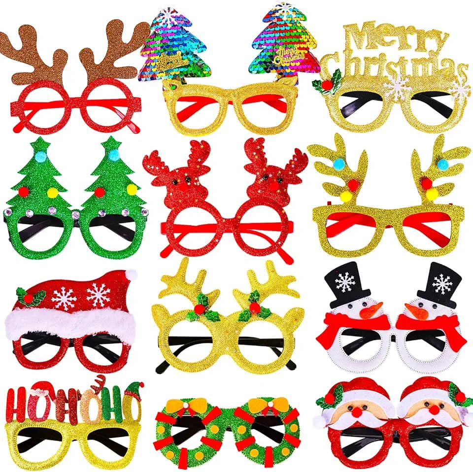 Max Fun 12Pcs Christmas Glasses Accessories Party Favors for Kids