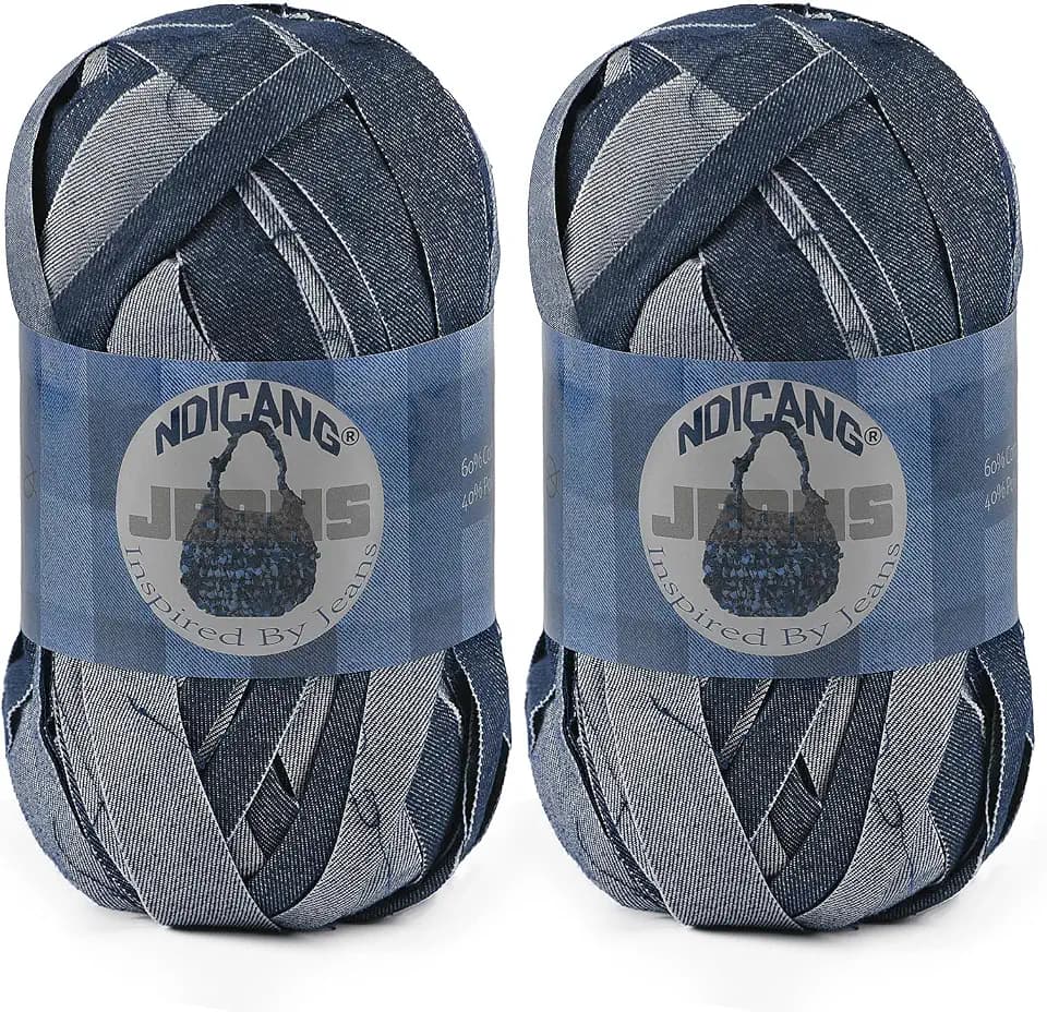 2 Pack Denim Tshirt Yarn for Crochet, T Shirt Yarn for Crocheting