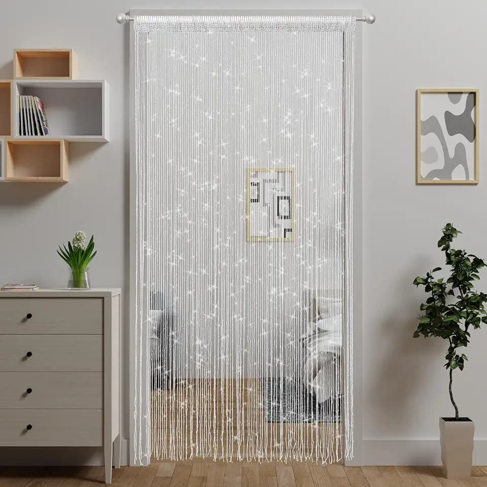 4 Pieces Door String Curtain Doorway Beads Curtains,Hanging Room Divider Beaded Decor Hippie Glitter Fringe Panel Closet Window Doors Sequin Sheer Boho Doors Tassel