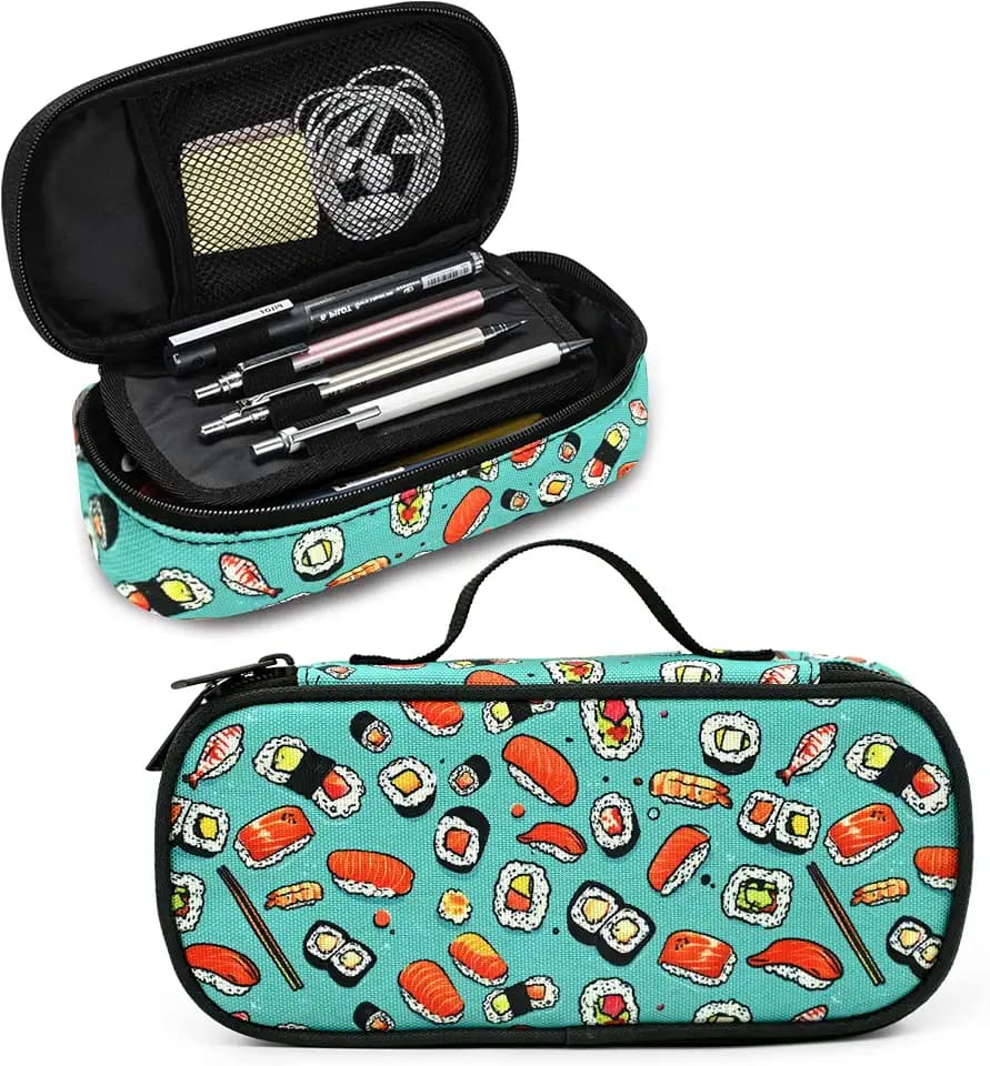 Sushi Pencil Case Pencil Pouch Large Capacity Pen Bag School Office Organizer Stationery Storage Box For Girls Boys Teen Kids