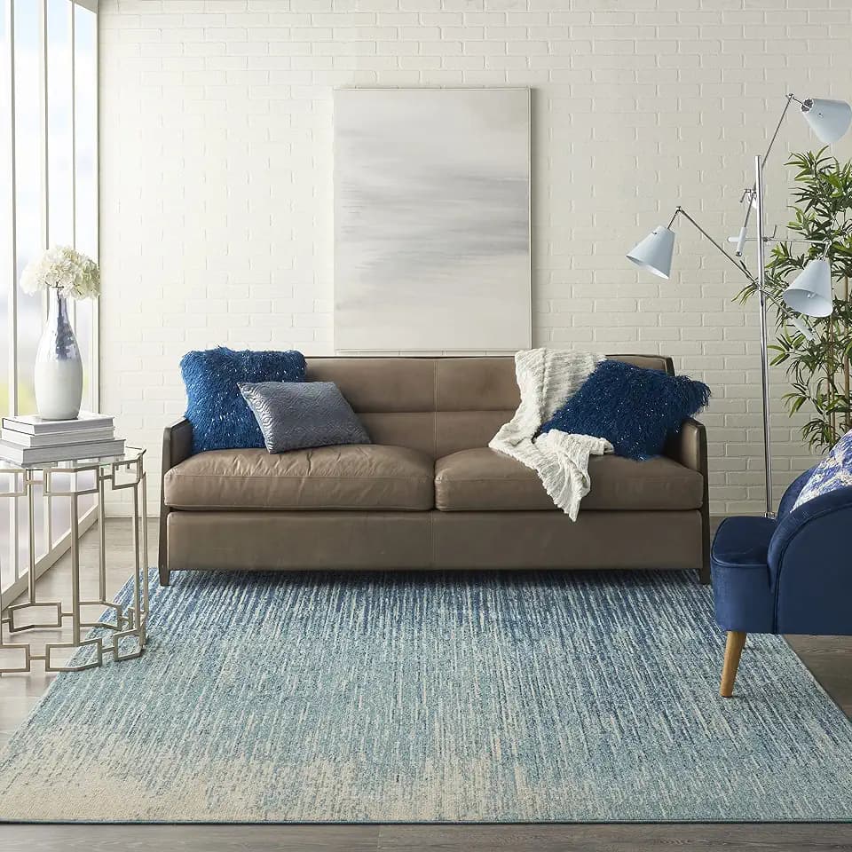 Nourison Home Passion Navy Light Blue 9' x 12' Area Rug - Easy Clean, Non Shedding, Bed Room, Living Room, Dining Room, Kitchen (9' x 12')