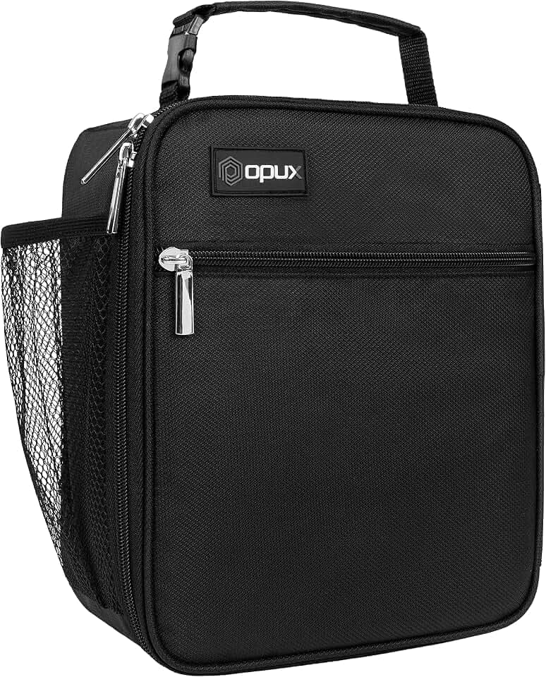 opux Insulated Lunch Box Kids & Adults, Leakproof Soft Cooler Bag, Black