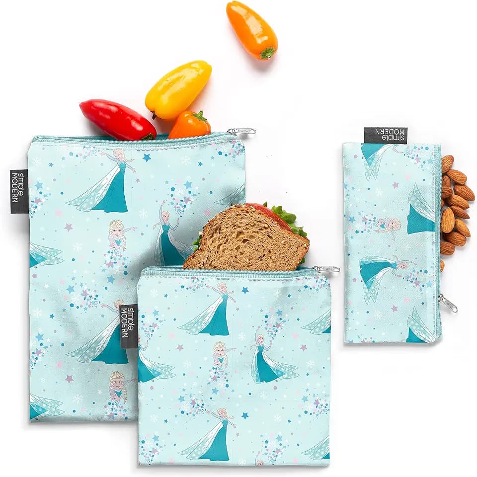 Simple Modern Reusable Snack & Sandwich Bags | 3 Pack Kids | Disney Frozen