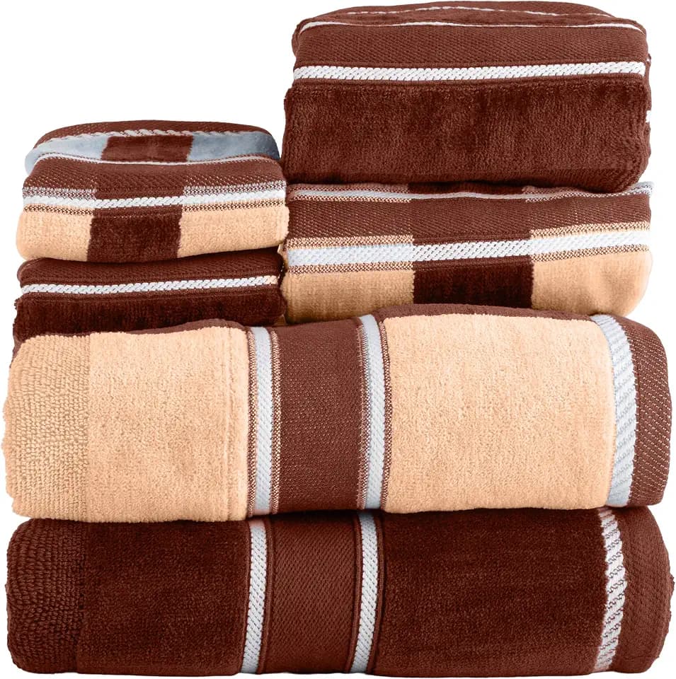 Lavish Home Bathroom Towels Set, Bathroom Accessories, Beige, Set of 6