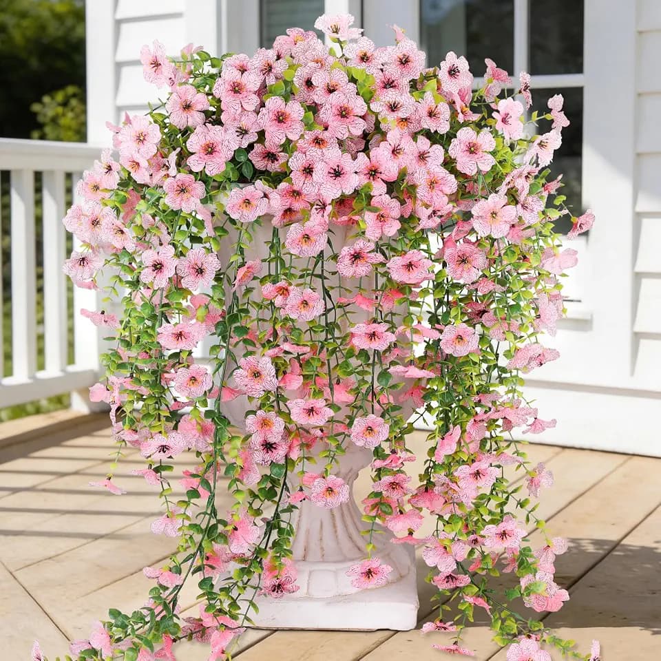 AGIRL 6 Bundles Artificial Flowers for Outdoor Faux Plant,Pink