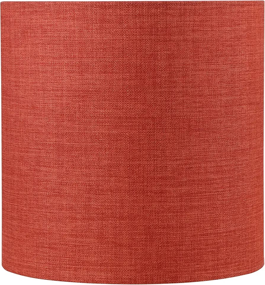Aspen Creative 31606, Hardback Drum Contemporary Spider Lamp Shade, Brick Red Burlap Texture Fabric, 12" Top x 12" Bottom x 12" Height