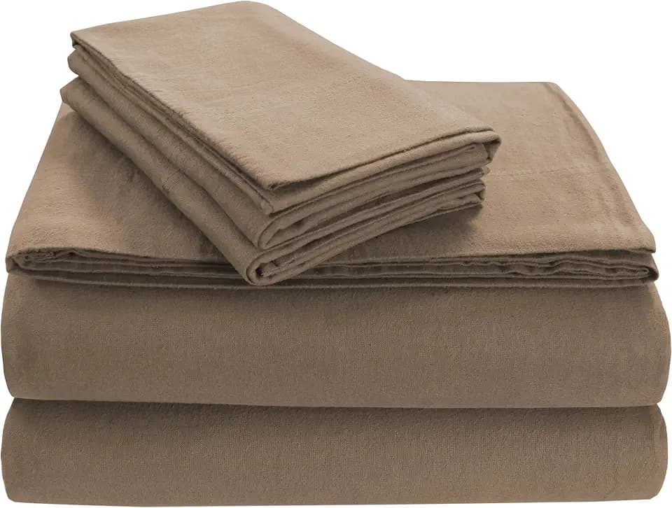 Tribeca Living FL170EDPCKICAS Soft 170-GSM Cotton Flannel Pillowcases,Cashmere,King