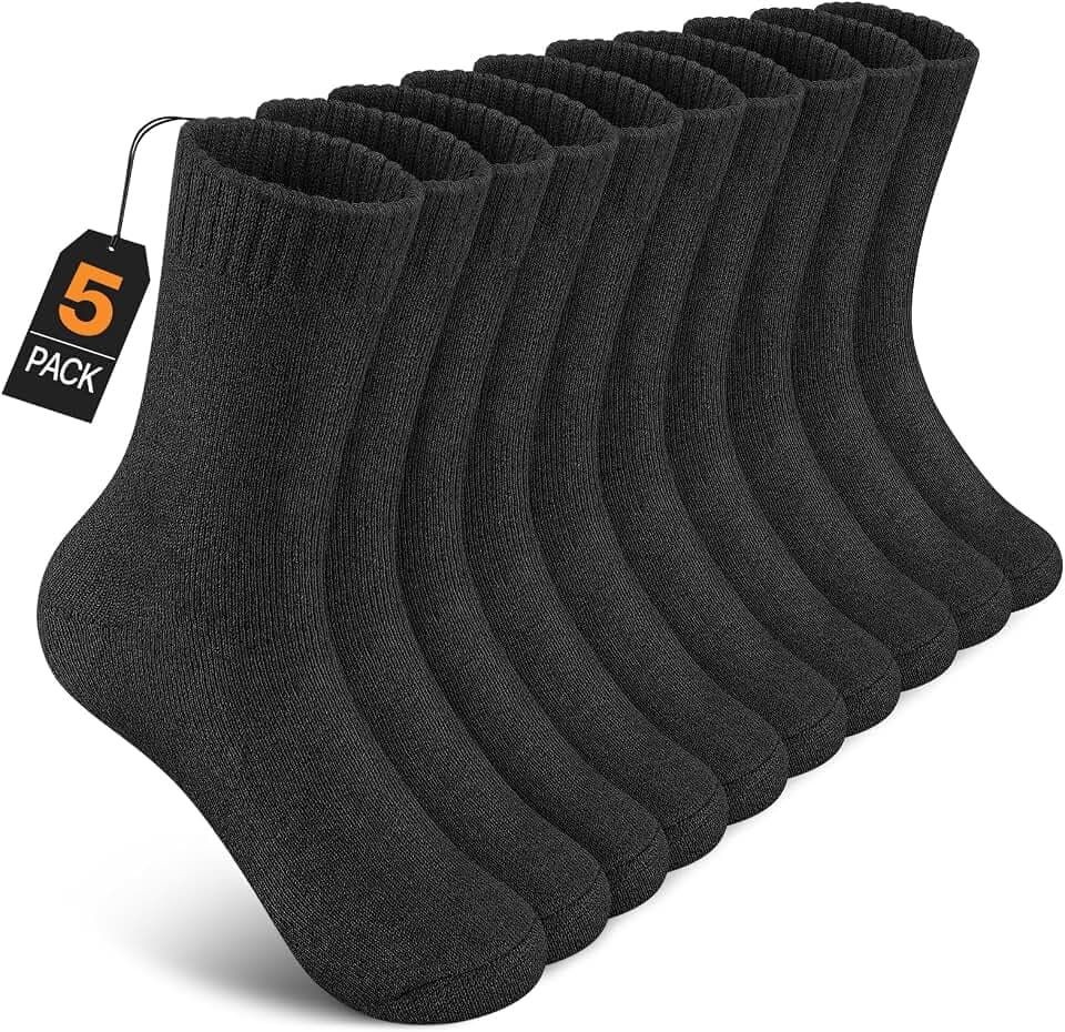 UUMIAER 5 Pairs Merino Wool Socks for Men, Thermal Wool Hiking Thick Socks