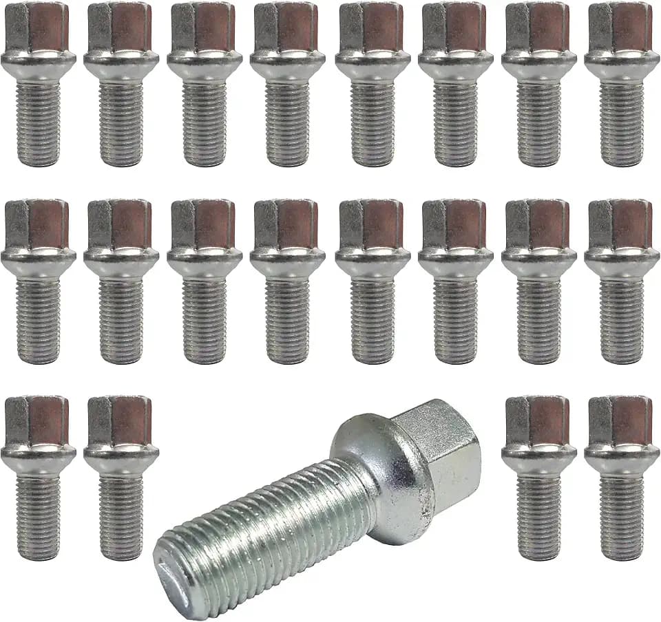 Tracer 20x Radschrauben M14x1,5 37mm Kugelbund R13 kompatibel mit VW Audi | Radbolzen mit Schaftlänge 37mm, SW17, passend für Skoda & Seat, ideal für Stahlfelgen und Alufelgen, Schwarz verzinkt