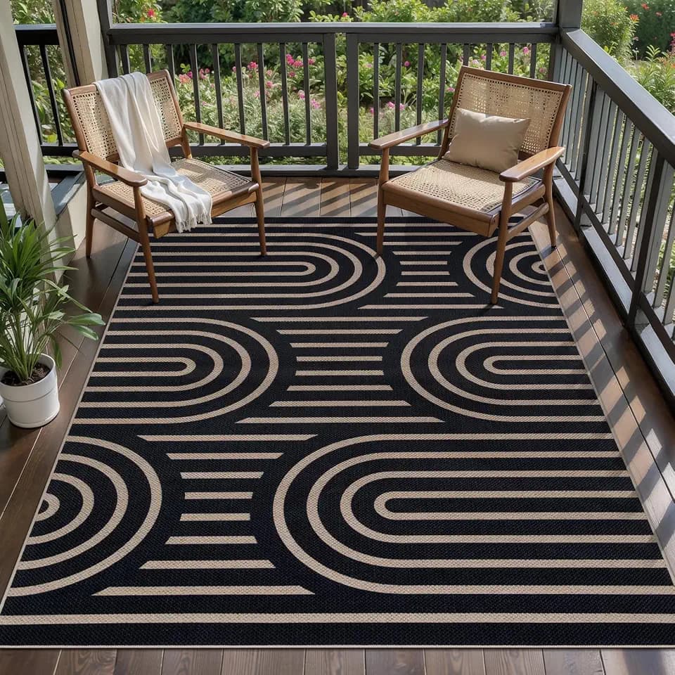 Tangsoo Easy Jute 4x6 Rug for Patio,Washable Non-Slip Indoor Outdoor Mat