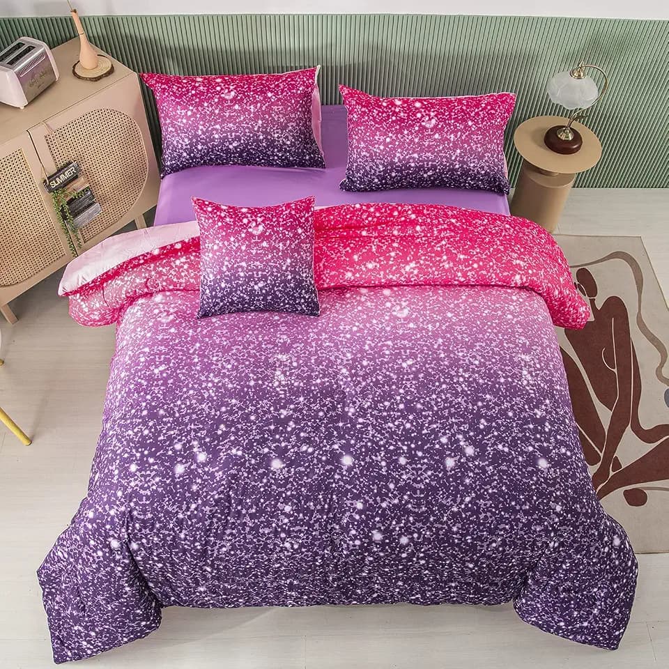 PERFEMET Pink Purple Comforter Set Full Size