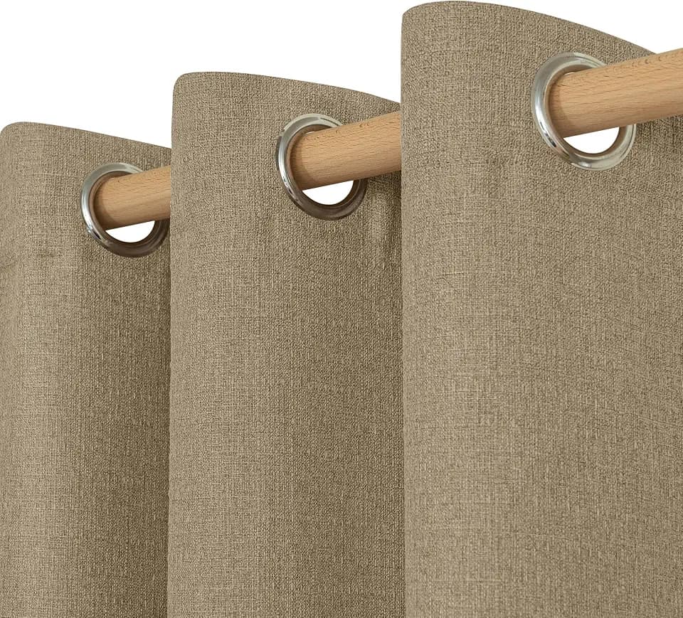 LAMIT Natural Linen Curtains 84 inch Length 2 Panels for Living Room