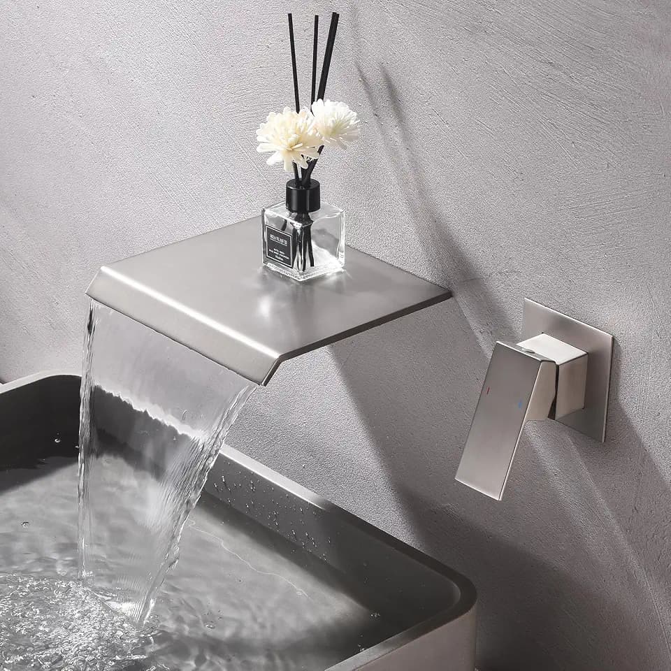 Waterfall Wall Mount Faucet Bathroom Bathtub Tub Faucet Single Handle Tub Filler Bathroom Sink Faucets Rough-in Valve Included