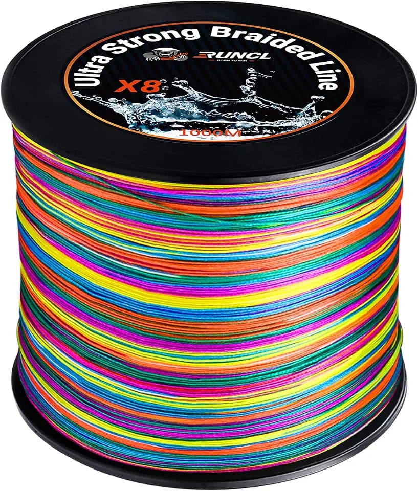 RUNCL 8 Strands Braided Fishing Line - High Visibility Colored Braid Line, Super Strong, Abrasion Resistant, No Stretch, 328yds/546yds/1093yds, 12lb to 100lb for Saltwater or Freshwater Fishing