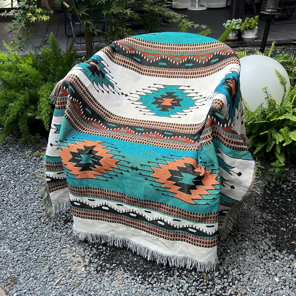 Hopstar Aztec Throw Blanket Navajo Indian Blankets and Throws Boho Western Decor Couch Cover Blanket for Bed Sofa Living Room Beach Travel 51"x63" (Colin)