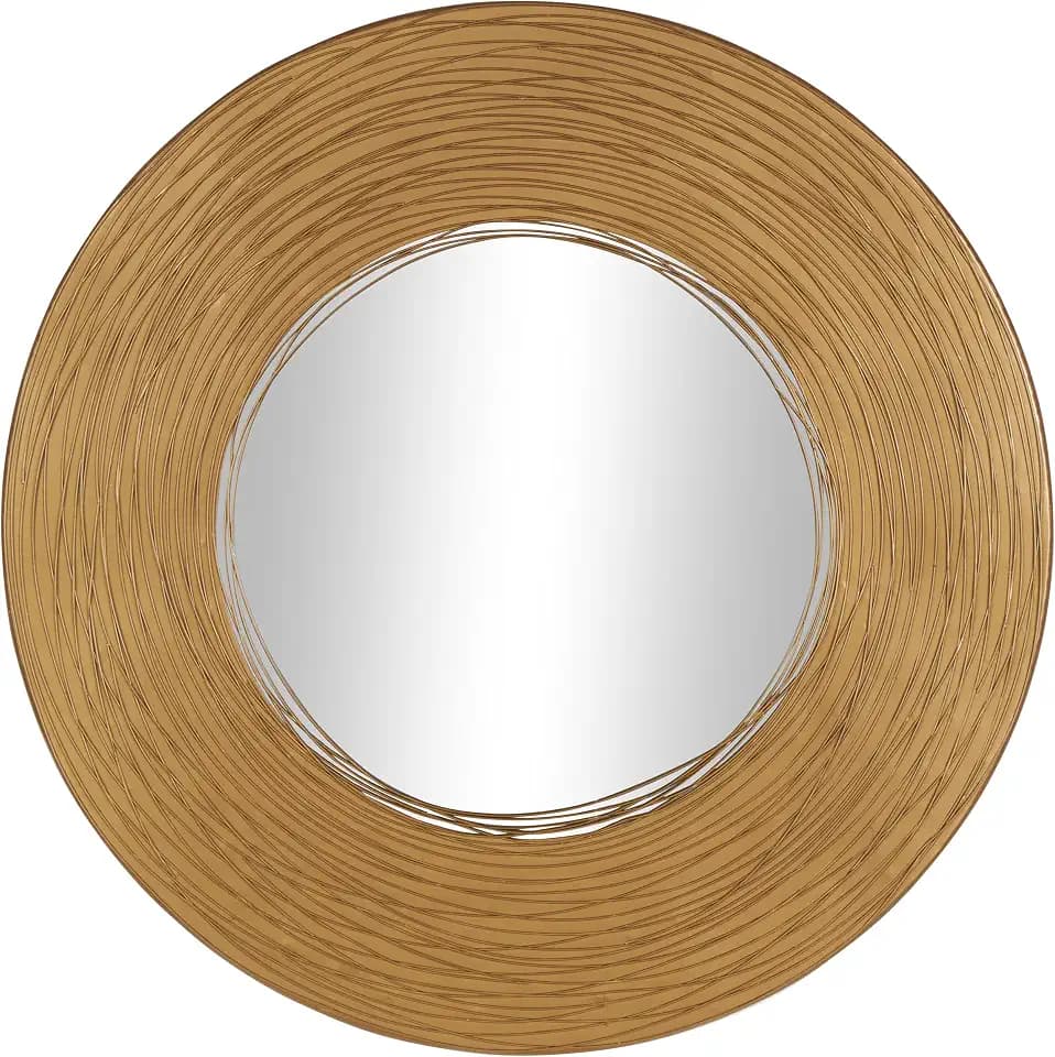 deco 79 Metal Abstract Room Wall Mirror Entryway Mirror with Overlapping Wire Rings, Wall Mounted Mirror 30" x 1" x 30", Gold