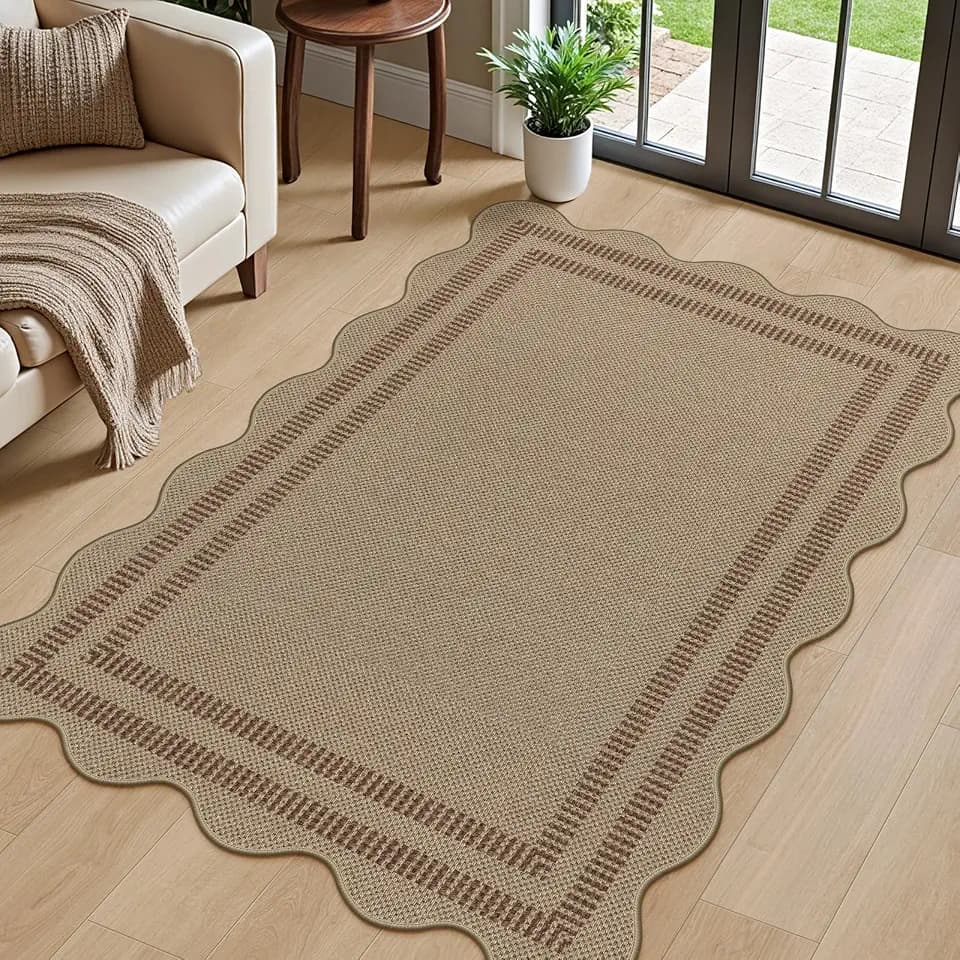 Modern Easy Jute Outdoor Patio Rug, 3x5 Washable Rugs for Entryway Office Farmhouse Classroom Carpet, Contemporary Non Slip Front Door Mat for Porch Guestroom Room Decor