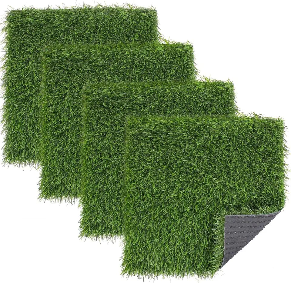 Kesfey Grass Placemats 12"x12"Golf Artificial Fake Grass Squares Turf Patch