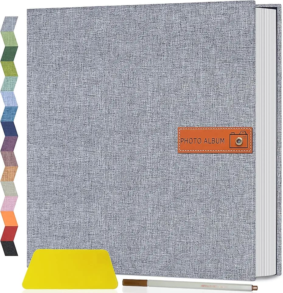 Popotop Large Photo Album Self Adhesive 4x6 5x7 8x10 Scrapbook Album DIY Picture Book,Gifts for Mom,Family Baby and Wedding,with Metal Pen and Plastic Board