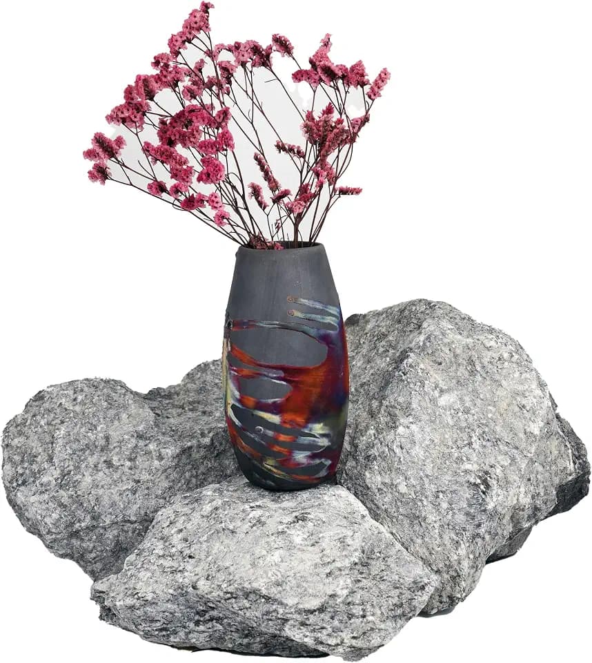 RAAQUU Tsuri 6 inch Handmade Ceramic Raku Vase - Pottery Gifts for Her, Boho, Gift Box, Gift for Mom, Bridesmaid Wedding Gift, Home Décor - CB