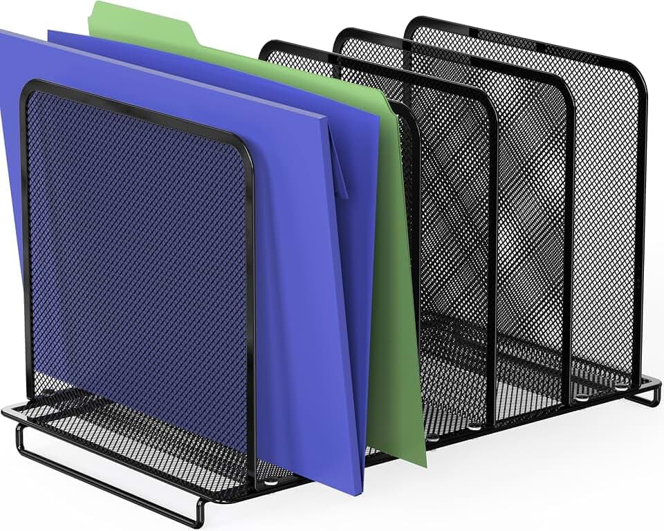 Simple Houseware Expandable 5 Section Upright File Sorter Organizer, Black