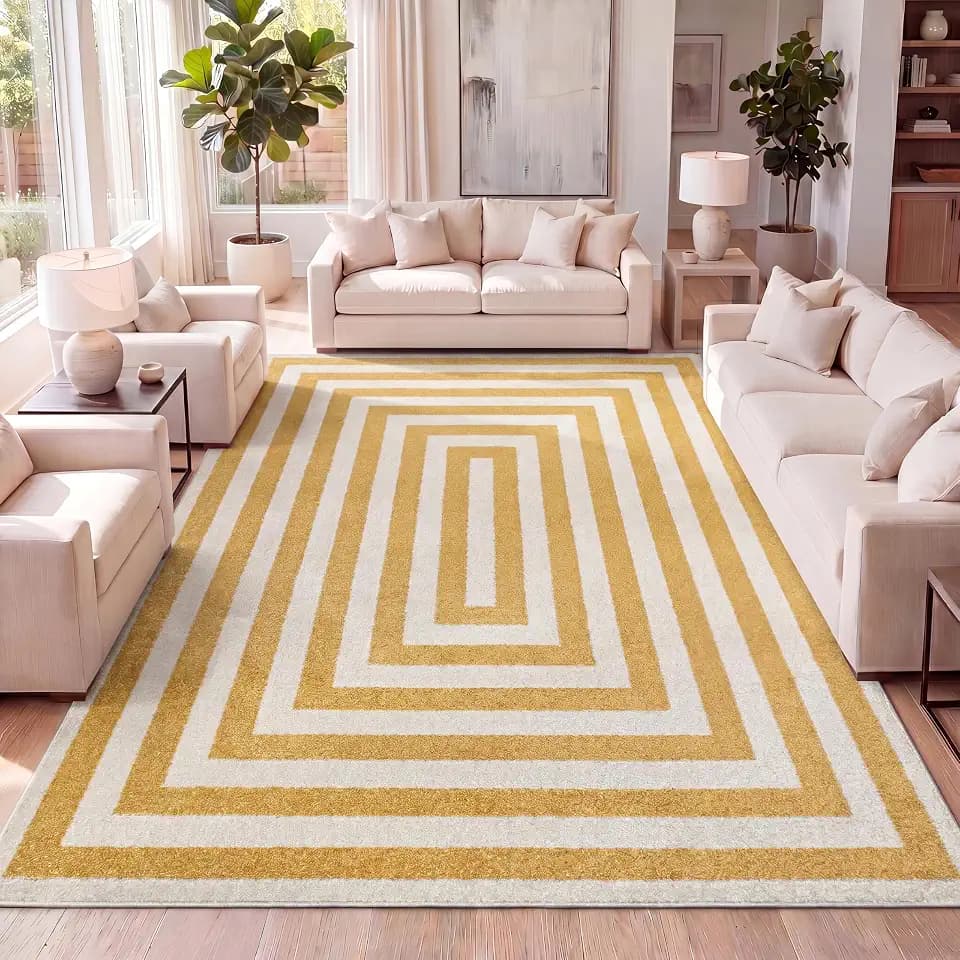 JONATHAN Y Bandol Mitre Stripe Yellow/Ivory Indoor Area Rug, 5x8, Modern, Classic, Geometric, Easy-Cleaning for Living Room, Bedroom, Kitchen, Pet Friendly, Non-Shedding (MOH211G-5)