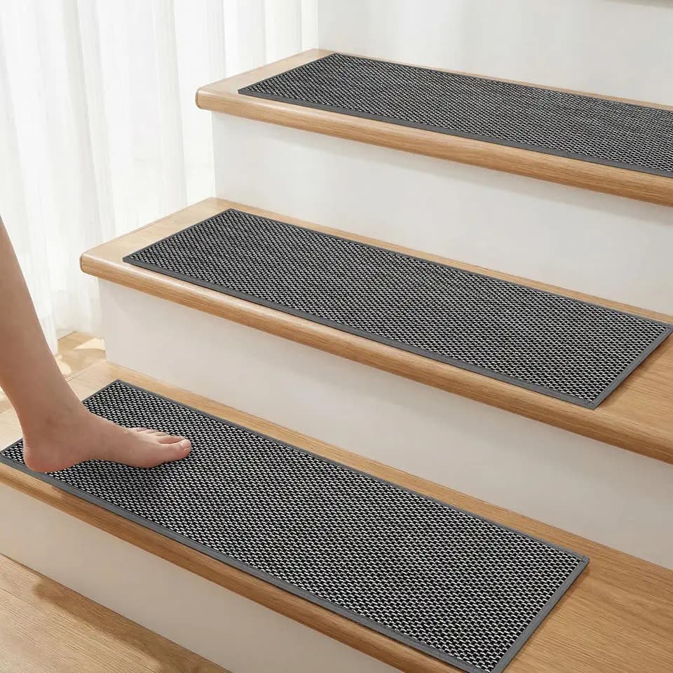 Non Slip Stair Treads for Wooden Steps 15Pack Peel and Stick Stair Treads Stairs Carpet,Stair Runner for Kids and Pets 9"X30",Carpet for Stairs with Adhesive,Black
