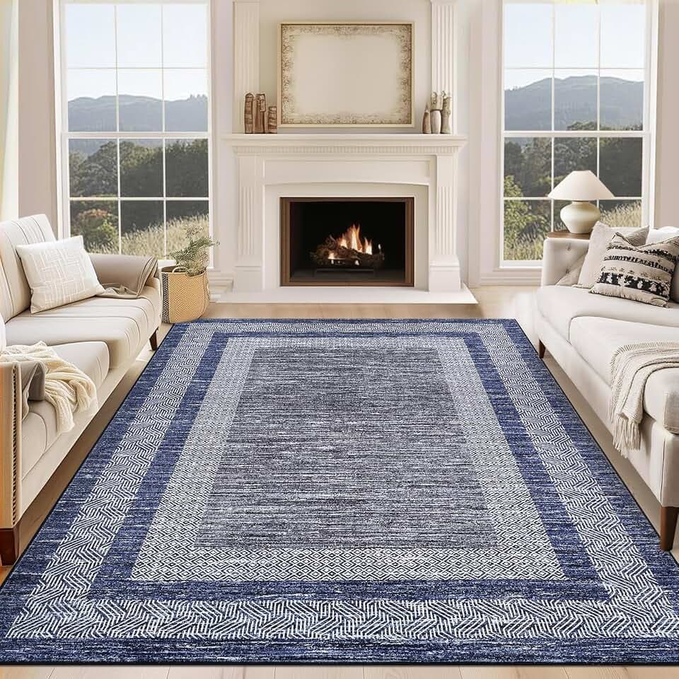 GarveeHome Area Rug 5x7 Distressed Bordered Washable Non Slip Floor Carpet