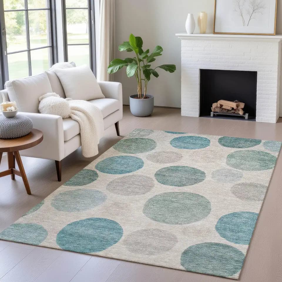Addison Rugs Chantille ACN2062 Teal 5' x 7'6" Indoor/Outdoor, Machine Washable, Easy Clean, Non Shedding, Bedroom, Living Room, Dining Room, Kitchen, Patio Rug