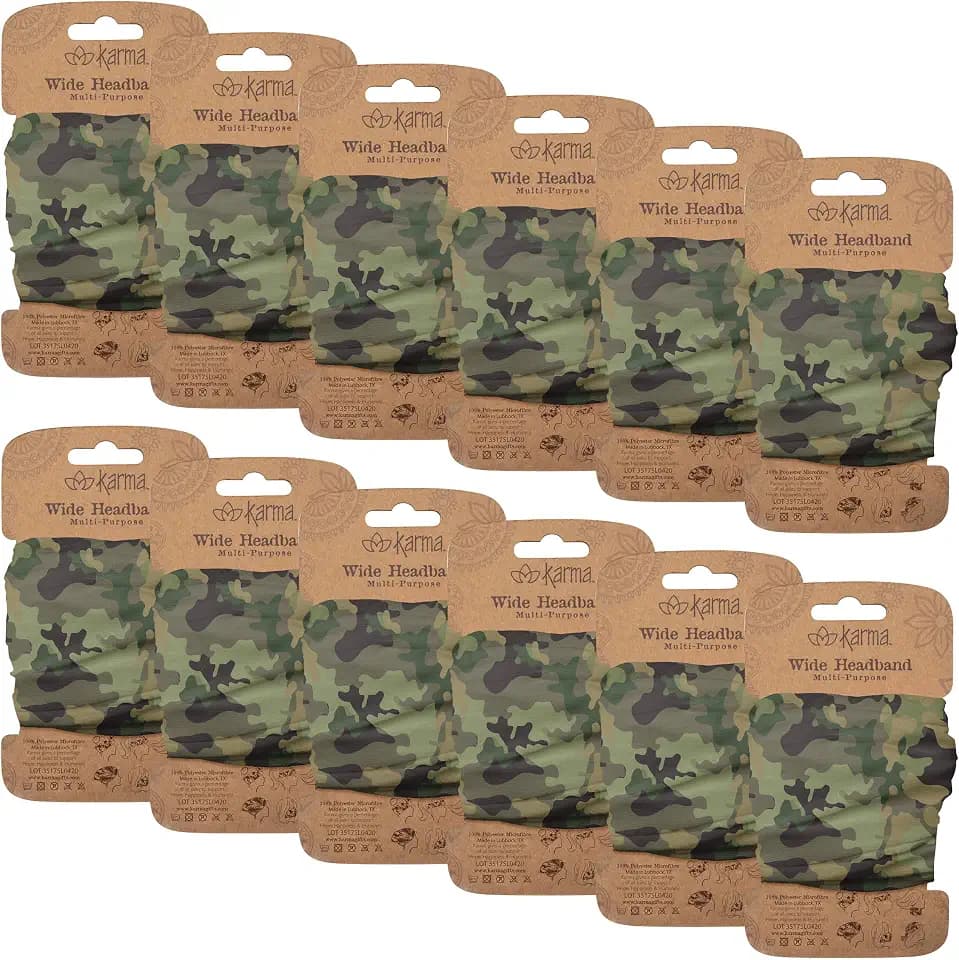 Karma Gifts Wide Headband, Green Camo, Set of 12