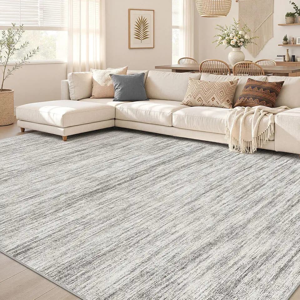 Nakagishi Boho 8x10 Area Rug Living Room Rugs Machine Washable Grey