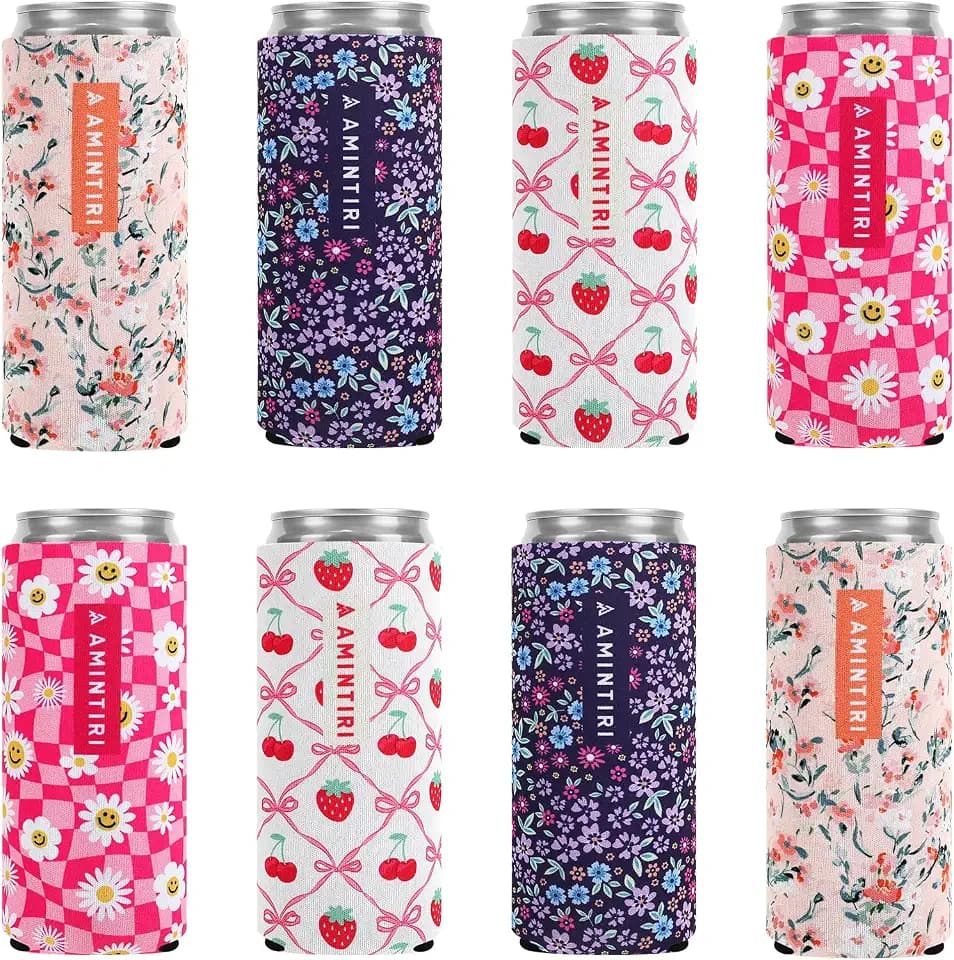 8-Pack Insulated Slim Can Sleeves for 12oz Beer & Soda, Alani Drink Holder