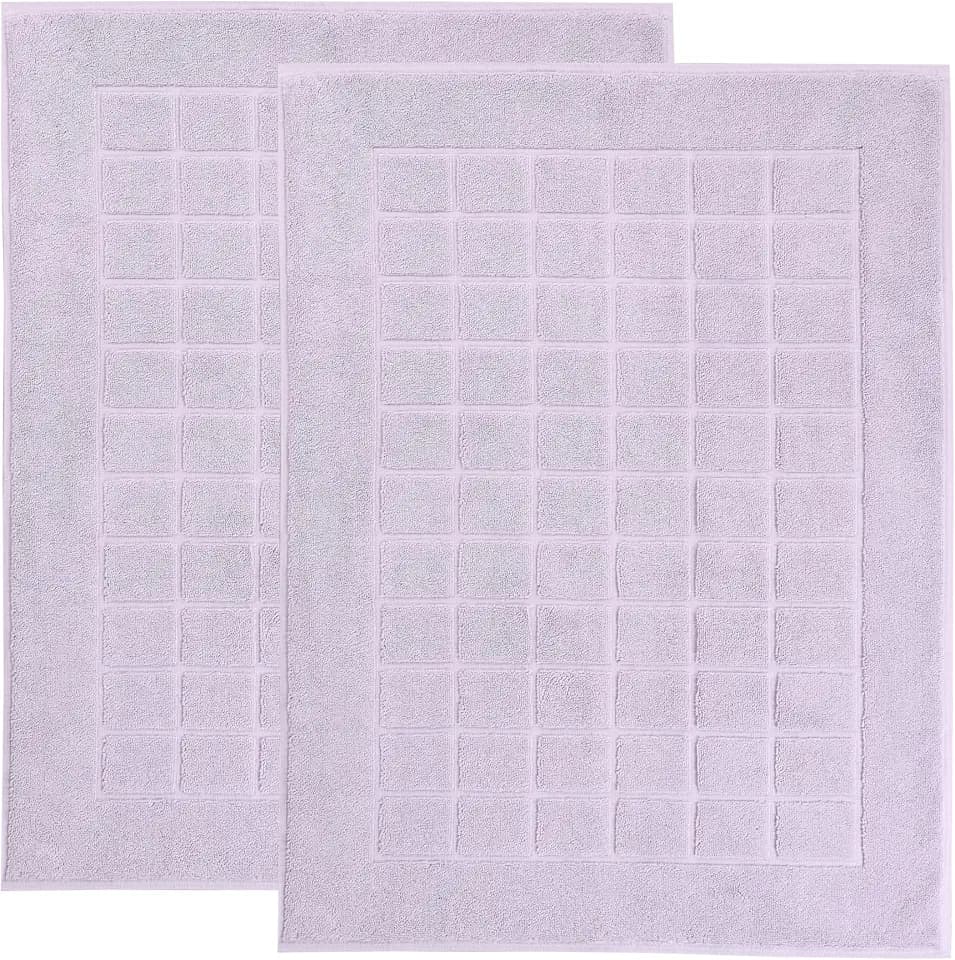 Superior 100% Cotton Bathmat Set, Bath Mats, Bathroom Decor, Shower, Bathtub Essentials, Home Accessories, Small Washable Rug, No Backing, Heavyweight, Nora Collection, Set of 2, 22" x 35", Purple