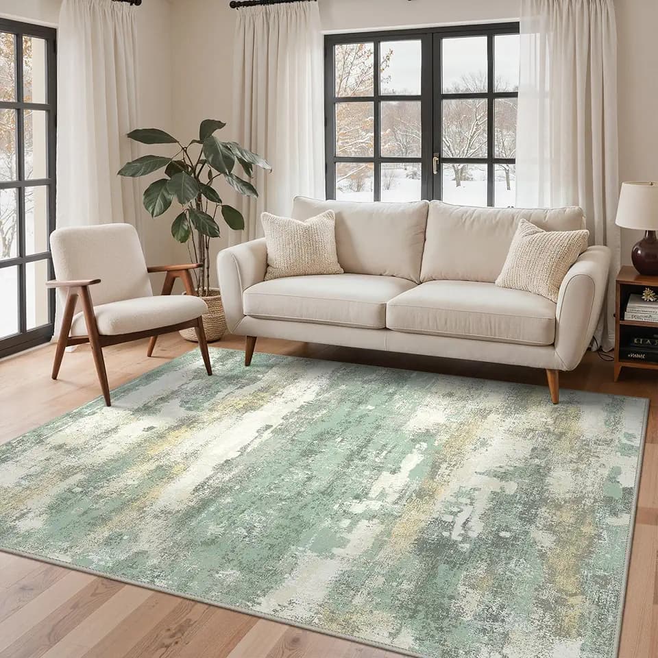 BEIMO Moderner Waschbarer Teppich Wohnzimmer 160x230 cm, Grün